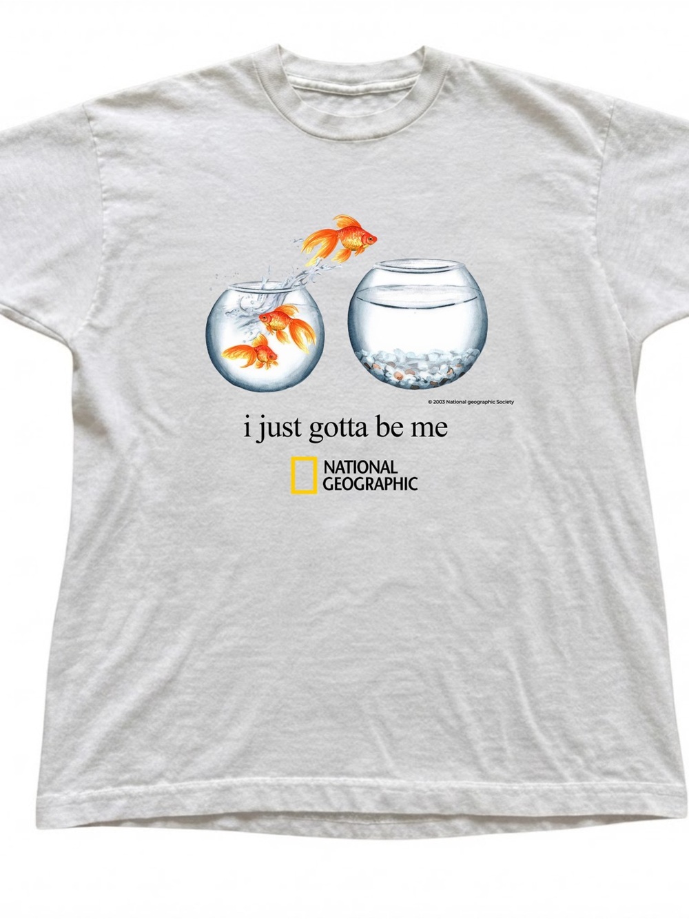 Goldfish Bowl Graphic Light Gray Cotton Gildan T-shirt